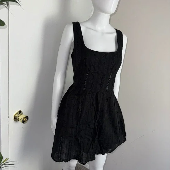 Commense Sleeveless Mini‎ Dress Corset Style Square Neck Party Cocktail Black L - Picture 6 of 15